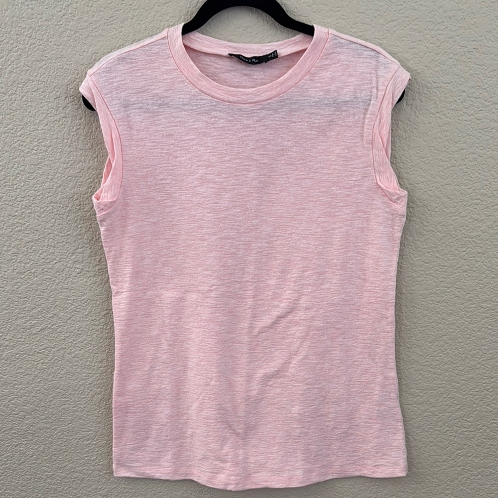 Doe & Rae Pink Sleeveless Fitted Muscle Tee